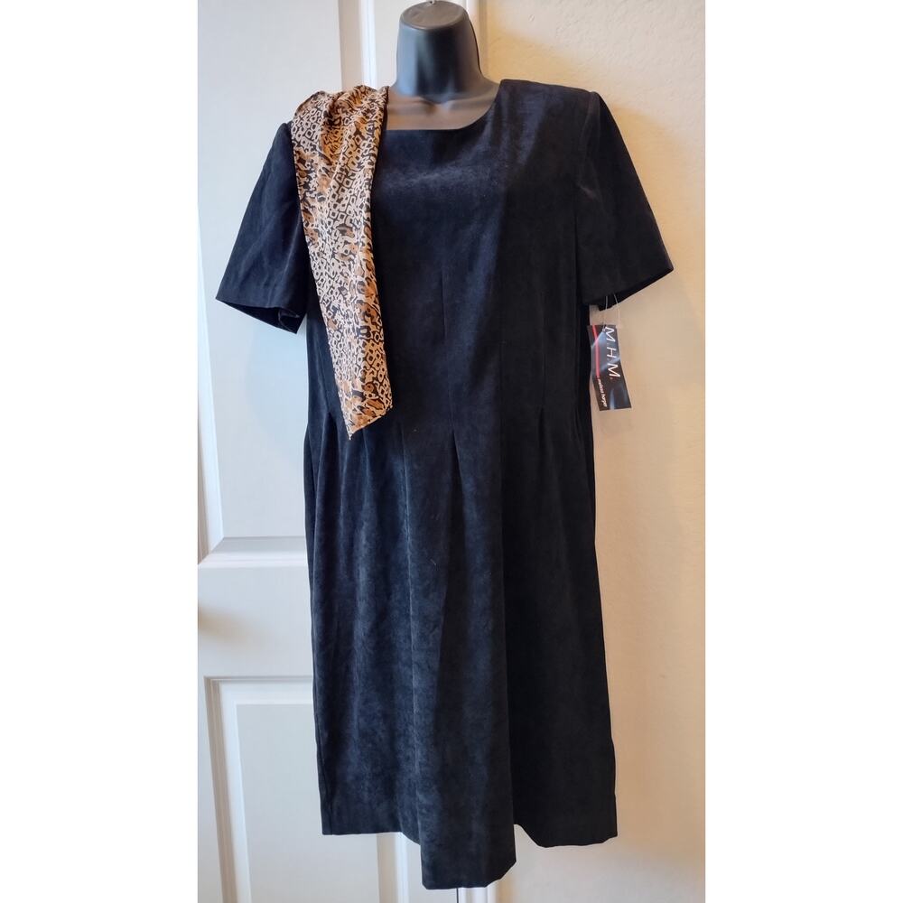 New Melissa Harper Women's  Black Lined Dress Shoulder Pads Scarf Size 14